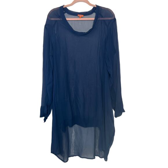 Chan Luu Other - Chan Luu Sheer Navy Blue Long Sleeve Coverup Handmade in India Size L
